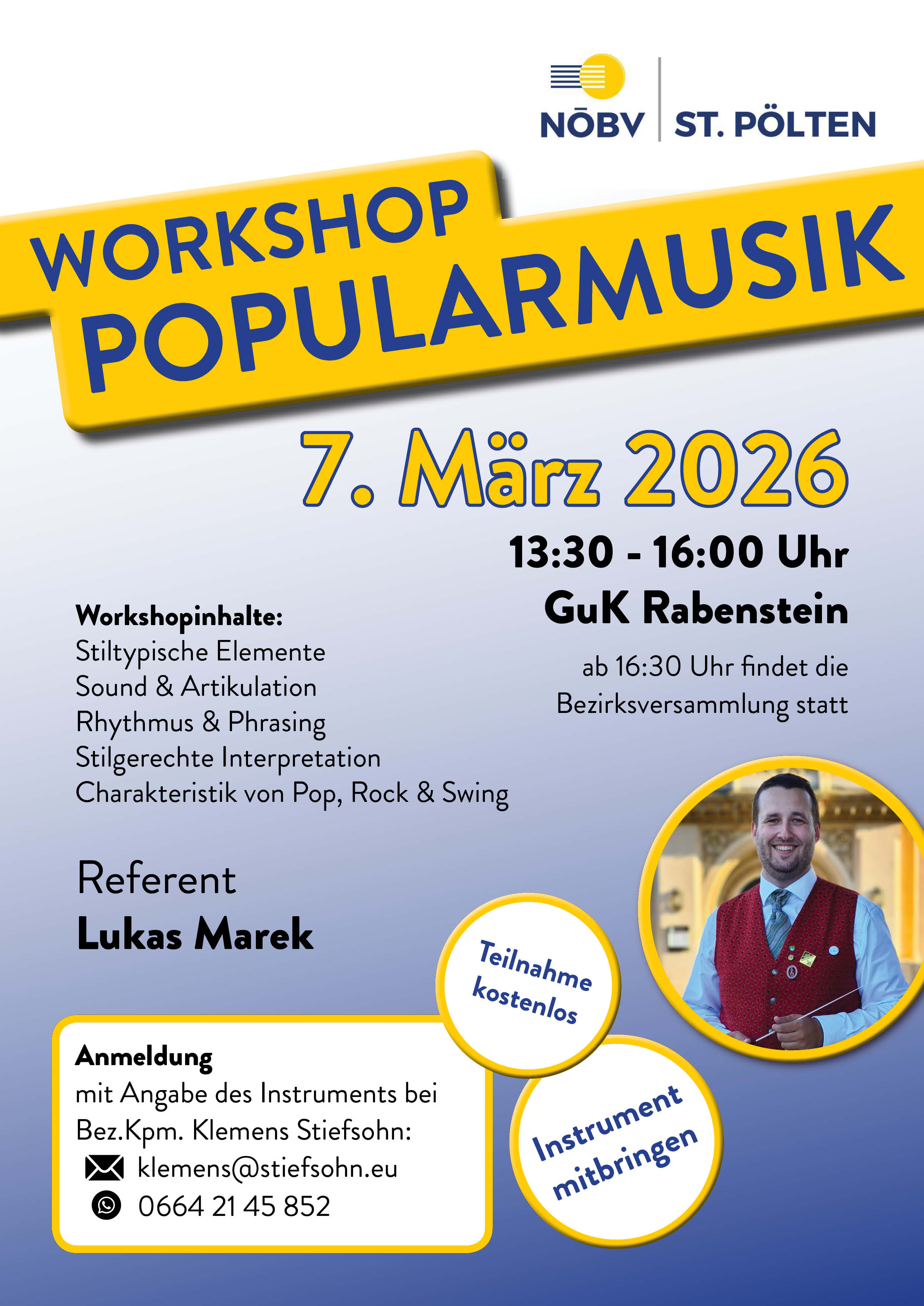 Einladunt zum Workshop Popularmusik